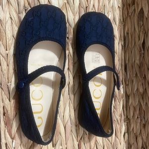 Gucci girls cobalt flat ballet shoes